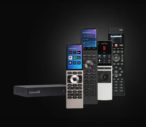 Group of Control4 remotes with a CORE controller.