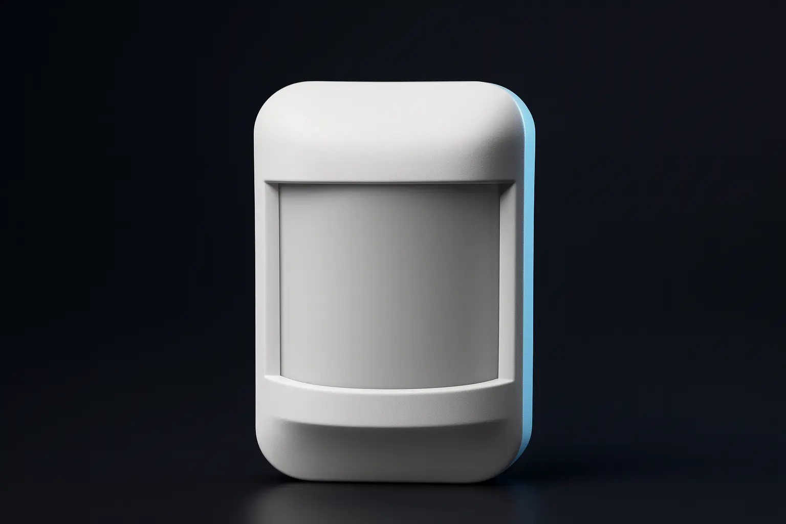 Wireless motion sensor on a wall.