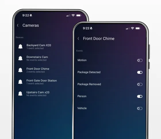 Control4 app configuration screen for alerts.
