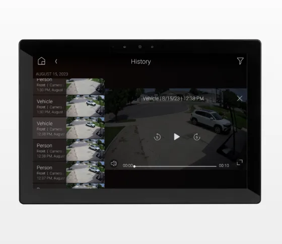 Cloud icon with security footage thumbnails.