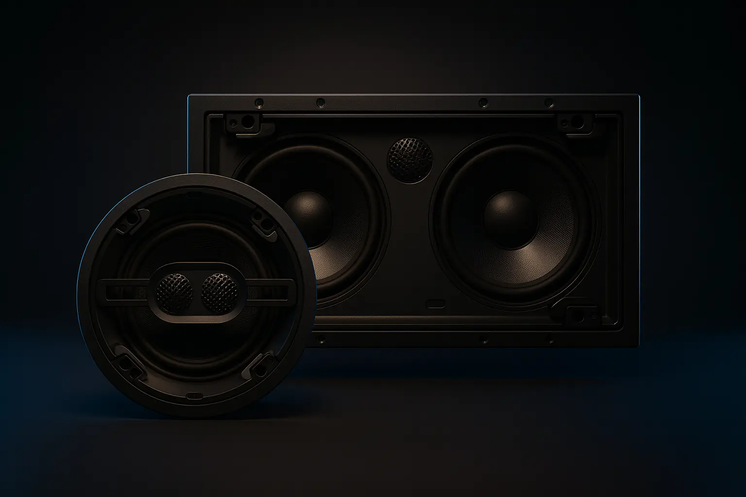 In-ceiling and in-wall Triad speakers in a home.