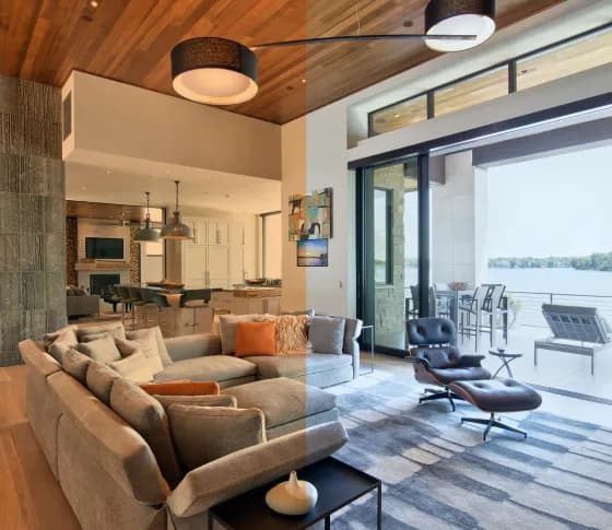 Different rooms showing changing color temperature throughout the day.