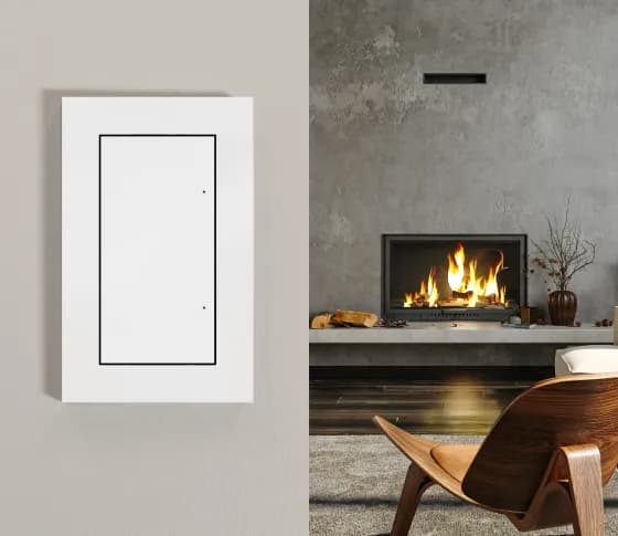 Modern fireplace controlled by a smart switch.